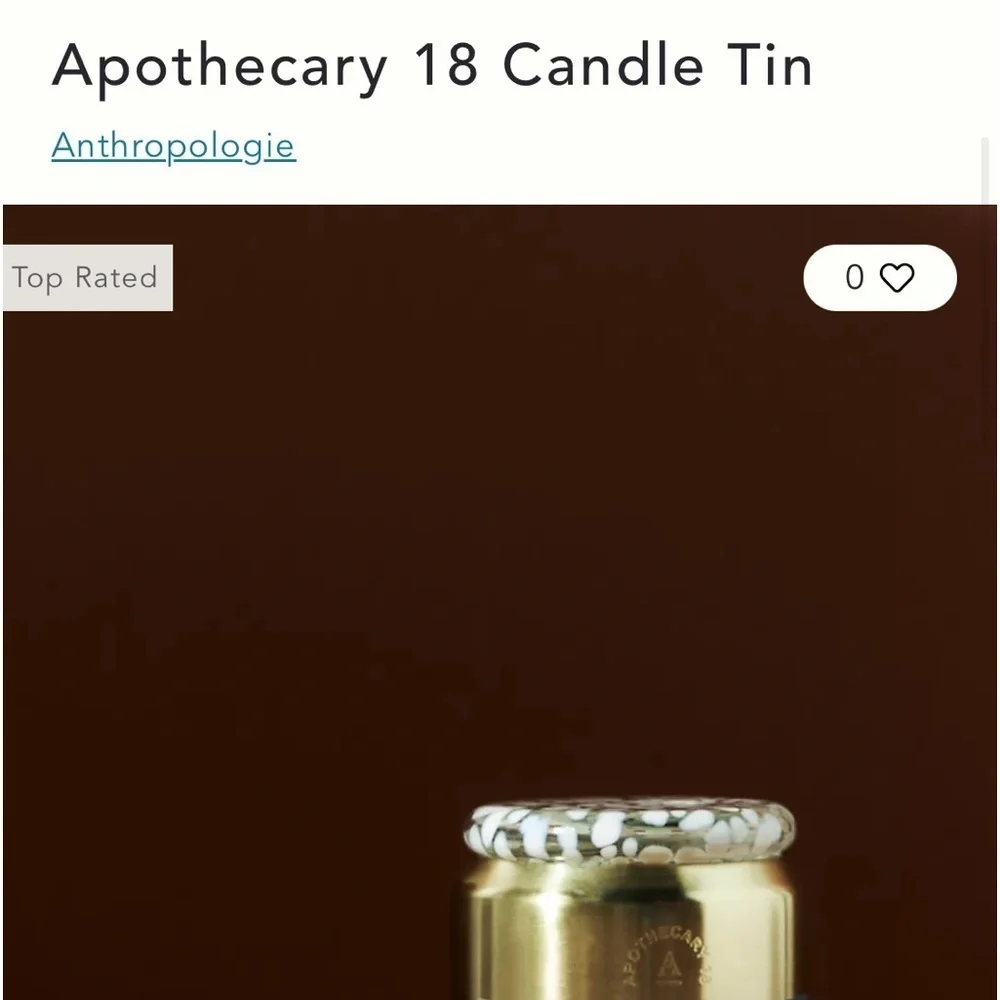 Anthropologie Apothecary 18  Tin Candle